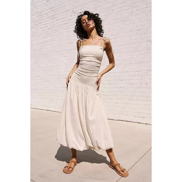 Free People FP Beach Free Est Liza Drop-Waist Midi Dress M - Picture 1 of 7